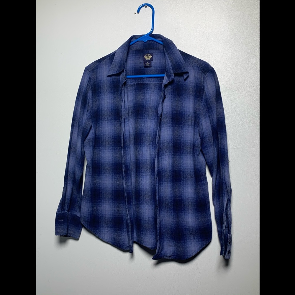Dockers Womens Long Sleeve Blue Button Plaid